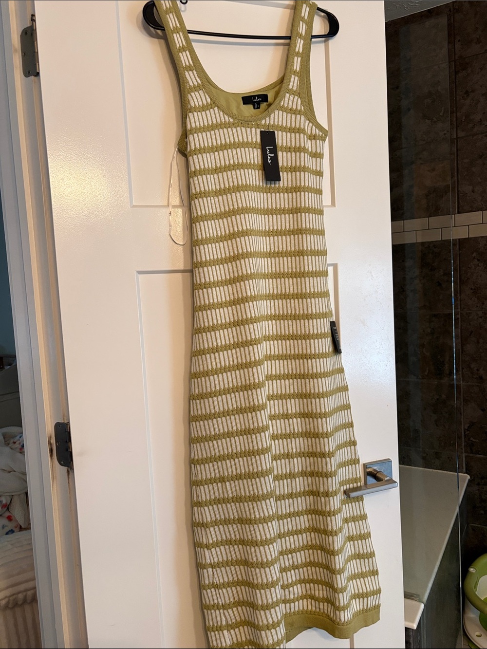 NWT Lulu's Olive & White Knit Dress size Large